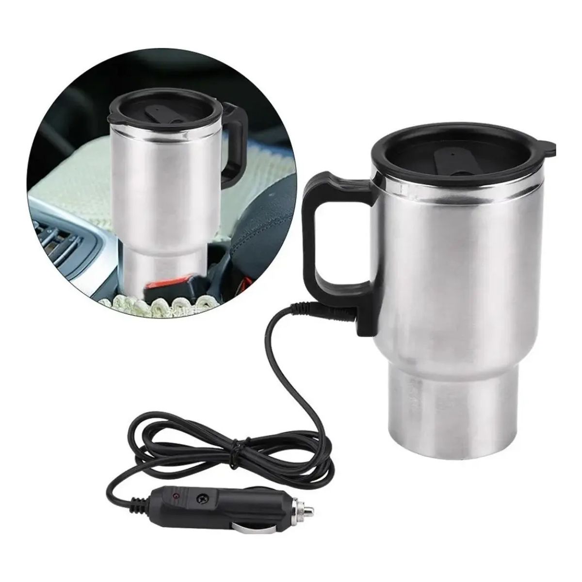 IRM - Vaso Termico Para Auto Acero Inoxidable Tazon Mug Calentador Conector Vehiculo Sku Figoimport