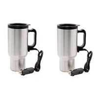 Pack 2 Vasos Térmico Eléctrico Para Auto 480ml Acero Tazón Mug 12v