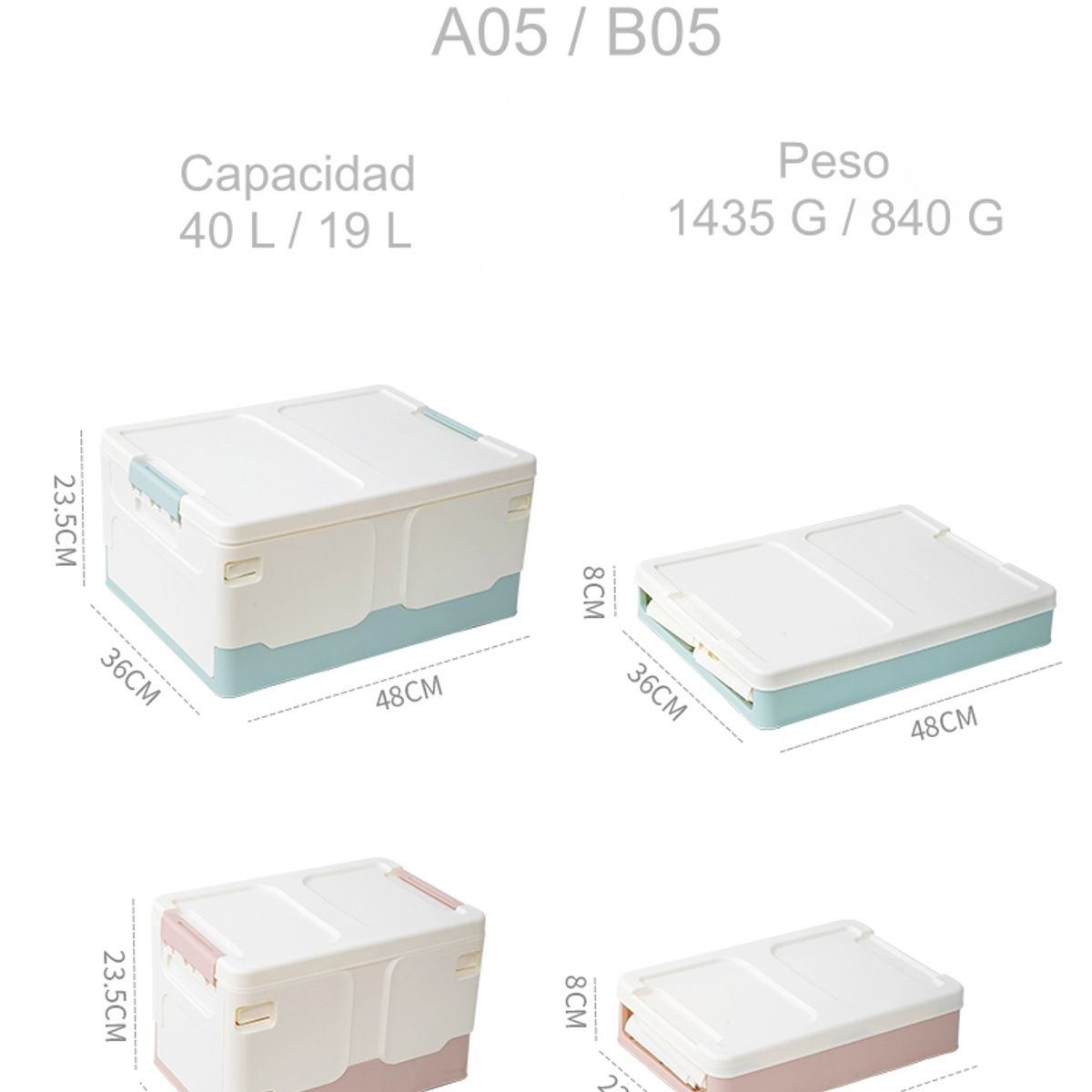 GENERICO - Caja organizadora Plegable 35,5x23x23,5 cm Modelo B05 Rosado