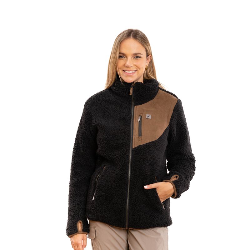 FALCONE - Chaqueta Chiporro Lumber Negro Mujer Falcone
