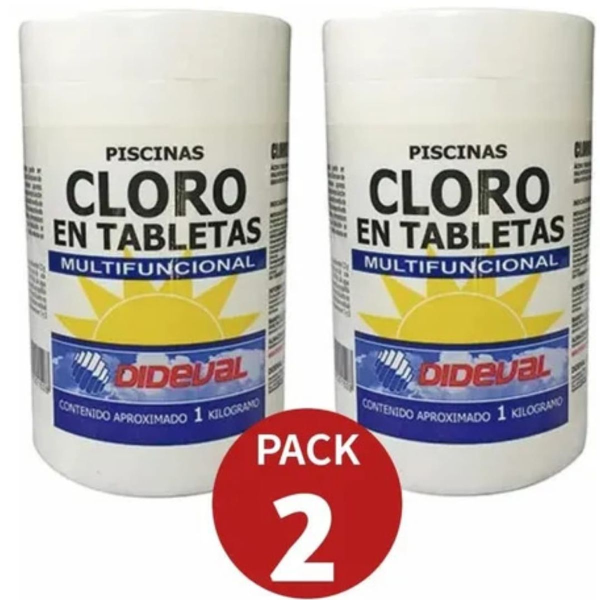 GENERICO - Cloro En Tabletas Triple Acción Piscinas 1 Kgs X 2 Unidades