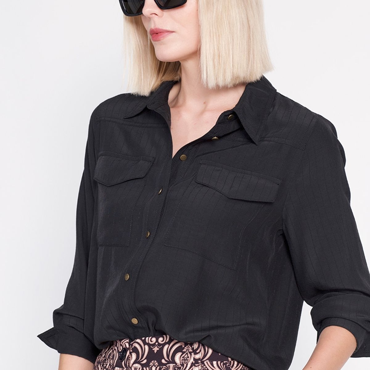 LIOLA - Blusa Camisero Negro Liola