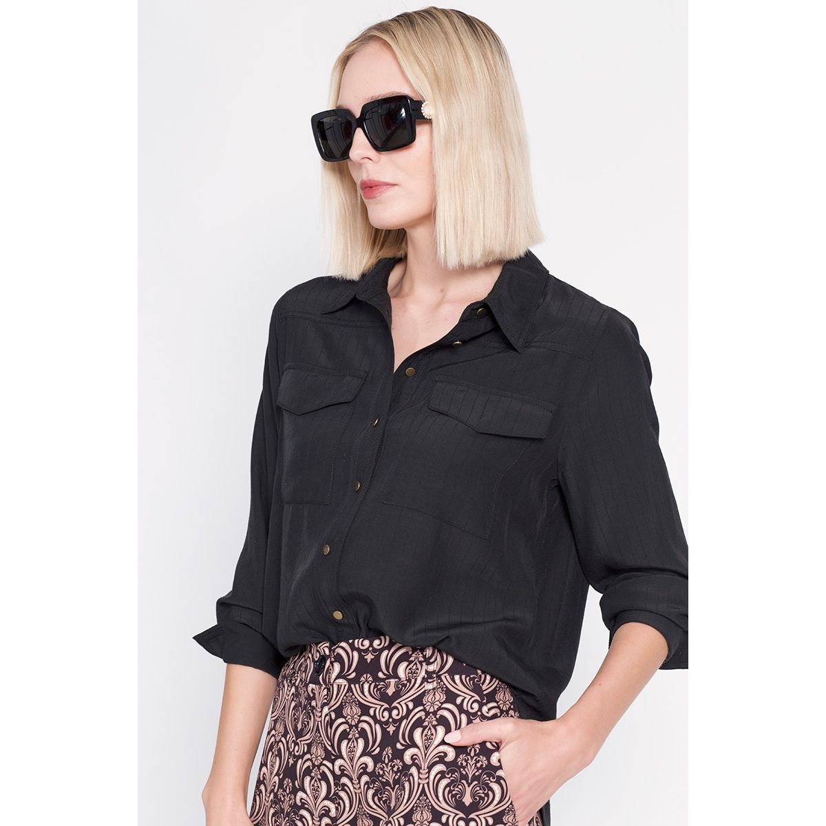 LIOLA - Blusa Camisero Negro Liola