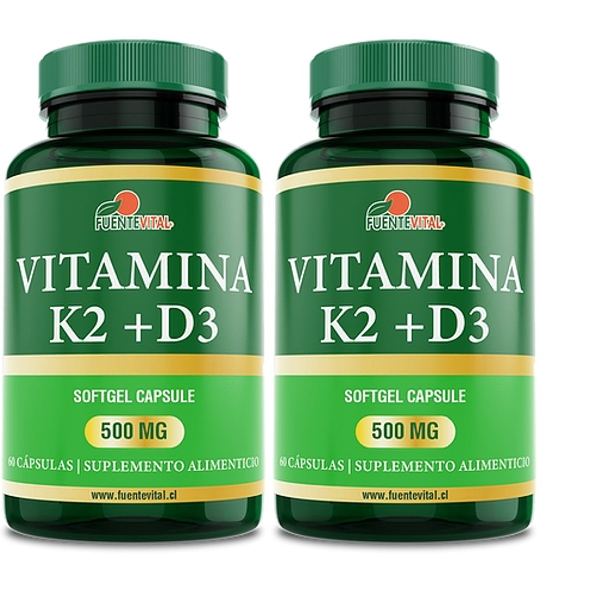 FUENTEVITAL - VITAMINAS K2 + D3 Fv 120 Capsulas 500mg SoftGel