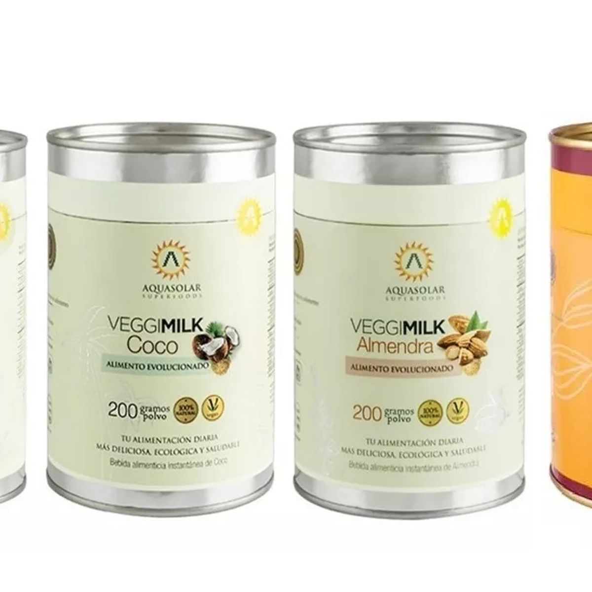AQUASOLAR - 3 Leches : 2 Coco + 1 Almendra Veggimilk 200gr c/u  + 1 Cacao 200gr