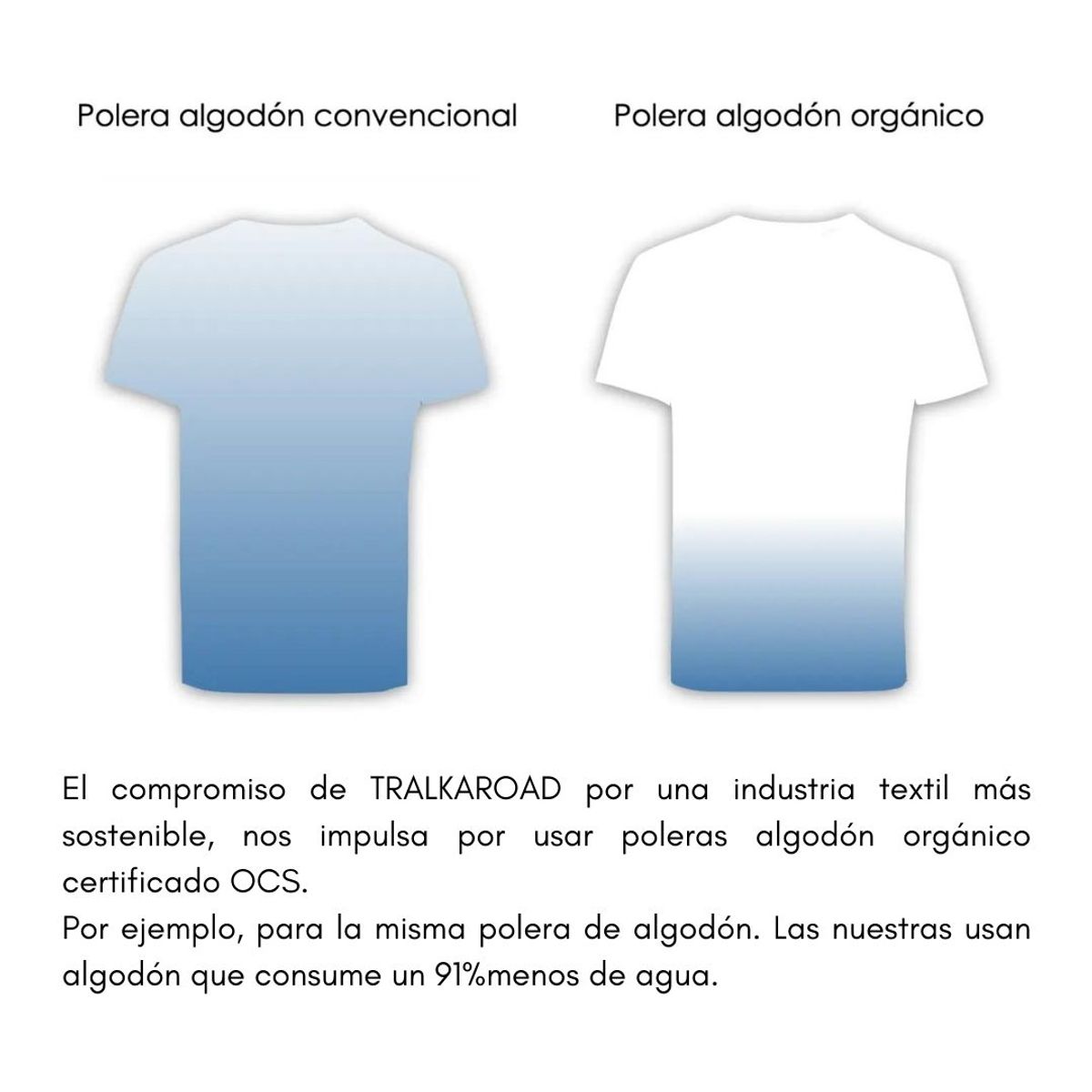TRALKAROAD - Polera blanca polo algodón orgánico