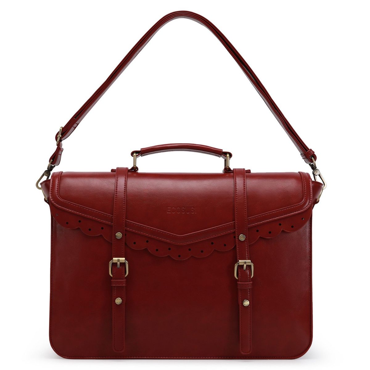 ECOSUSI - Ecosusi Maletín LOVE vintage para laptop 156- Vino Tinto