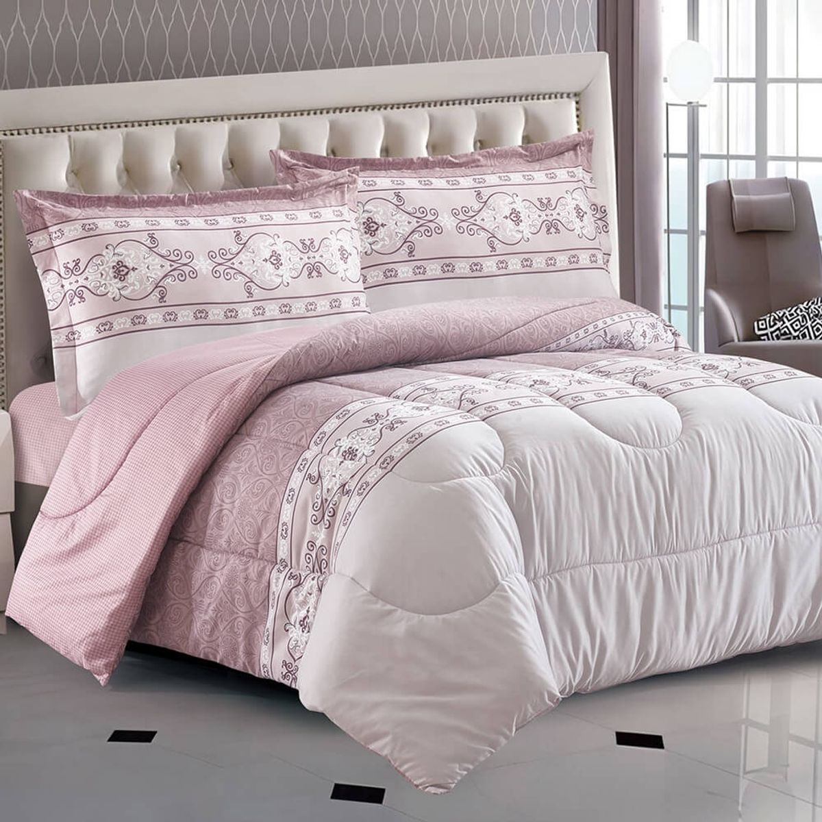 HAPPY LIVING - Plumon estampado 1.5 PL A5 rosado