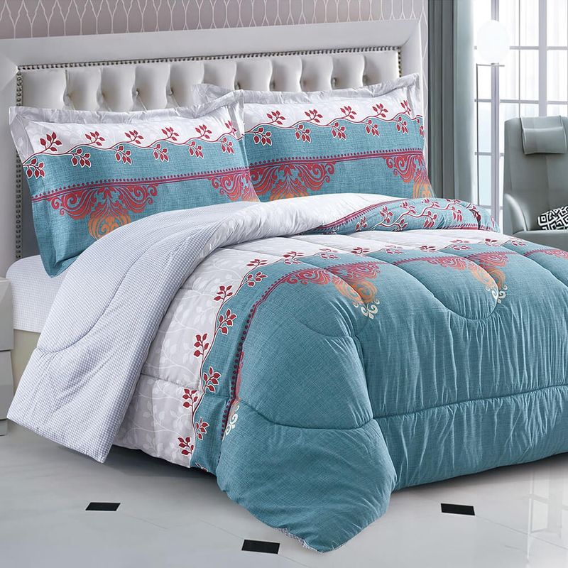 HAPPY LIVING - Plumon estampado King A3 turquesa