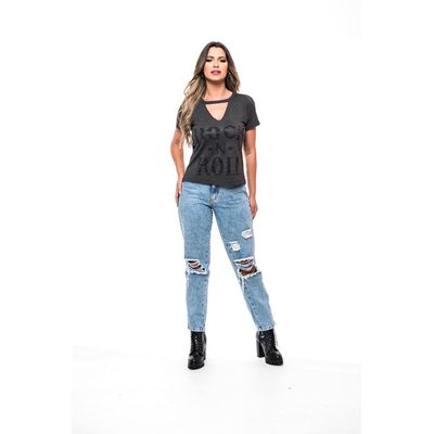 Imagen 2 del producto POLERA CHOKER PEDRERIA ROCK N ROLL GRAY RC-16