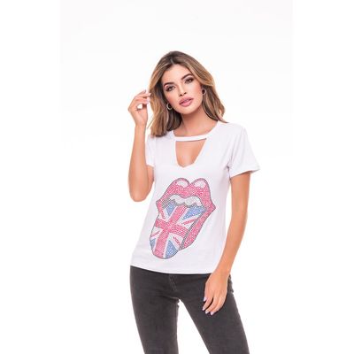 Imagen 2 del producto POLERA CHOKER PEDRERIA ROLLING ENGLAND WHITE RC4