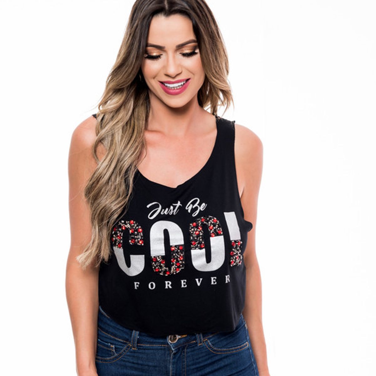 ROCK CAVIAR - POLERA SM PEDRERIA COOL BLACK RC-7