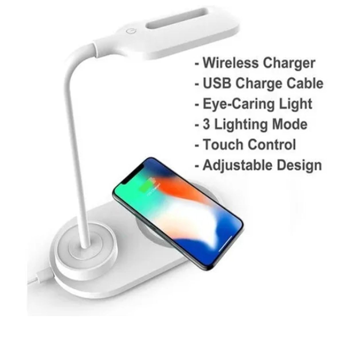 GENERICO - Lámpara LED de Escritorio Flexible Cargador Inalámbrico 10W