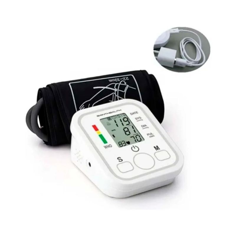 DETODOYMAS - Toma Presión Digital Brazo Con Tensiómetro Usa Pilas O Usb - Blanco