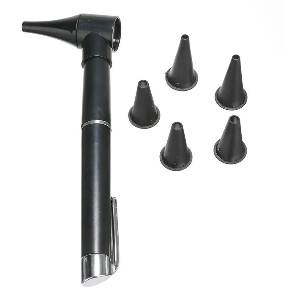 GENERICO - Otoscopio Médico Negro Luz Cálida + Conos Gratis 2 Pilas AAA