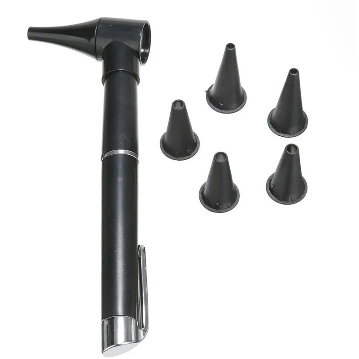 GENERICO - Otoscopio Médico Negro Luz Cálida + Conos Gratis 2 Pilas AAA