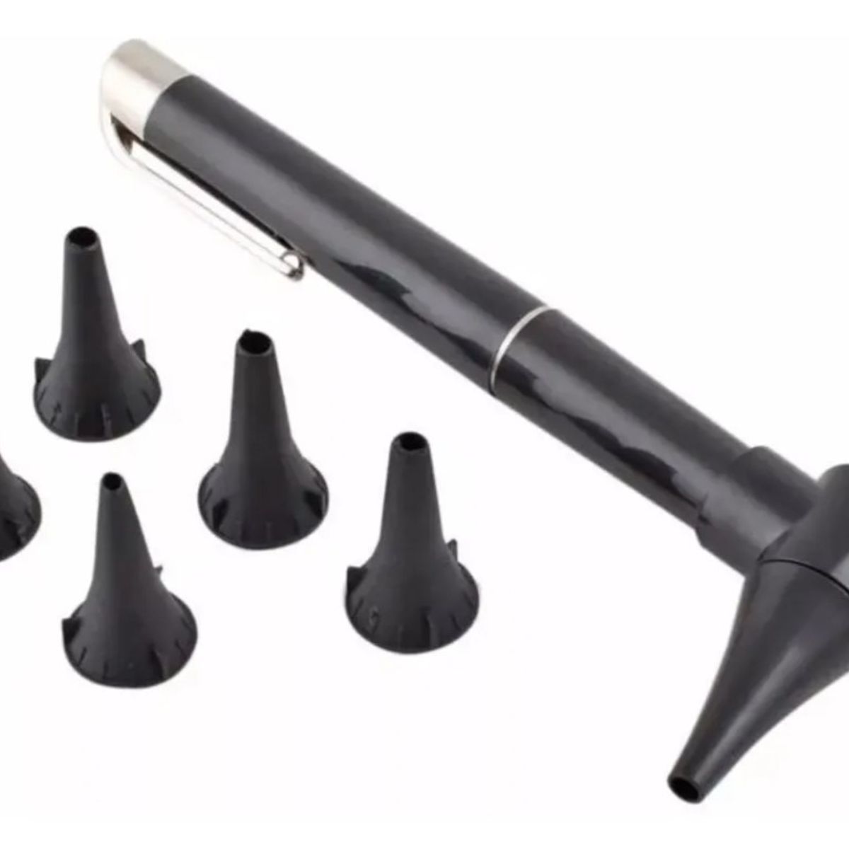 GENERICO - Otoscopio Médico Negro Luz Cálida + Conos Gratis 2 Pilas AAA