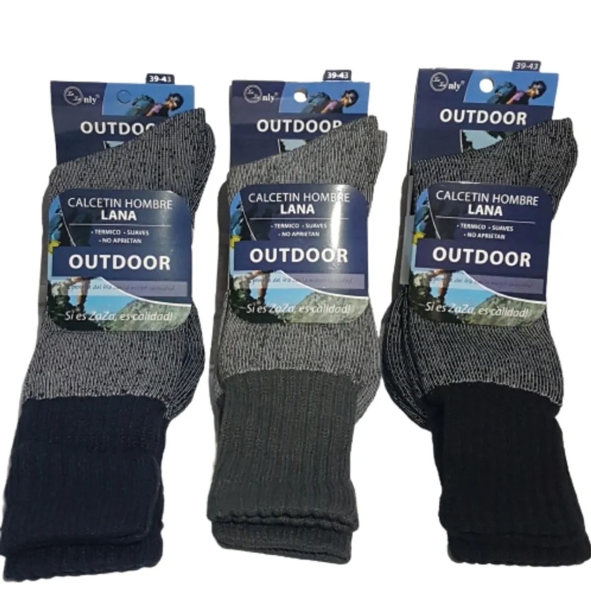 GARSIL - Pack 3 Pares Calcetines Calceta Outdoor Hombre Lana Térmicos
