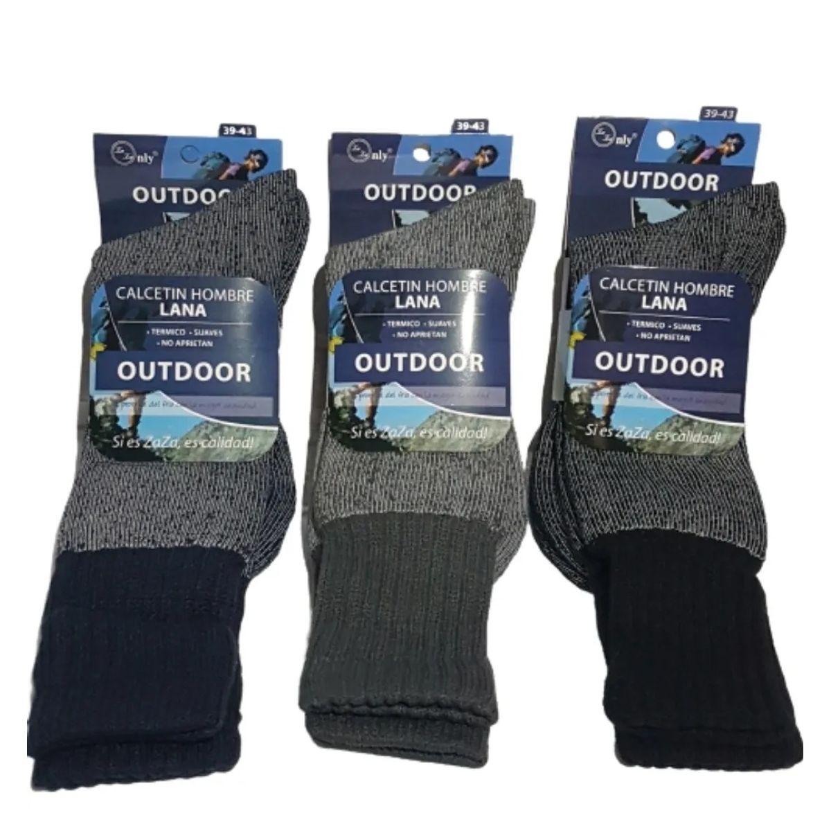 GARSIL - Pack 3 Pares Calcetines Calceta Outdoor Hombre Lana Térmicos