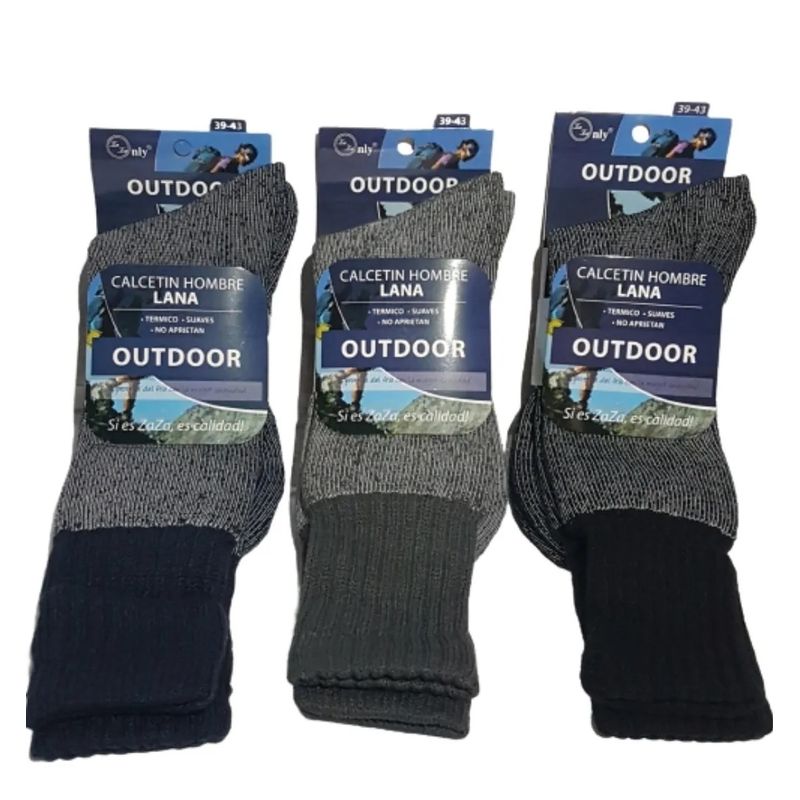 GARSIL - Pack 3 Pares Calcetines Calceta Outdoor Hombre Lana Térmicos