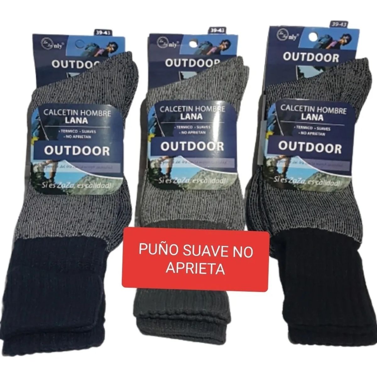 GARSIL - Pack 6 Pares Calcetines Calceta Outdoor Hombre Lana Térmicos