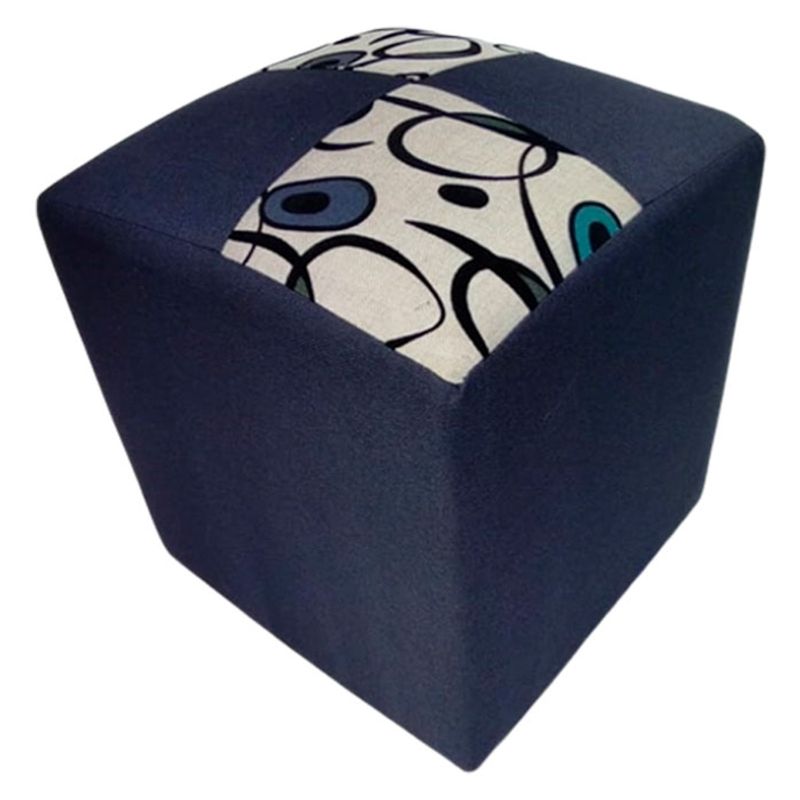 MUEBLERIA LATINA - POUF LINO COMPOSE AZUL FLOR