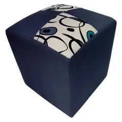 MUEBLERIA LATINA - POUF LINO COMPOSE AZUL FLOR