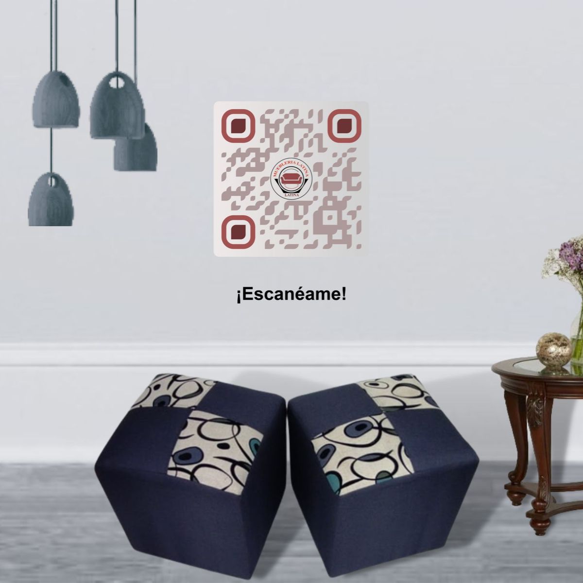 MUEBLERIA LATINA - POUF LINO COMPOSE AZUL