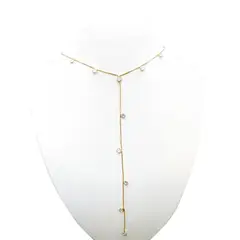 ANDREA COGGIOLA JOYAS - Collar Corbatero 16 Circones Blancos Enchapado Oro 18K