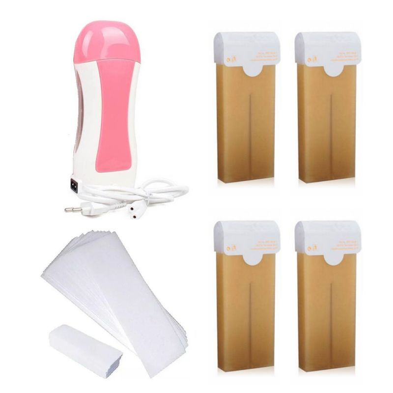 FLOWER SECRET - Pack Depilacion Maquina Roll On + 4 Cartuchos de Cera + 100 bandas