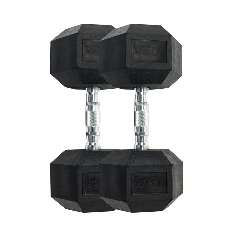 ATLETIS - Pack de 2 Mancuernas Hexagonales 27,5 Kg Negro