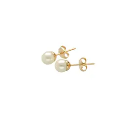 MARRO - Aros Perla de fantasía 6 mm enchapados en oro 18K