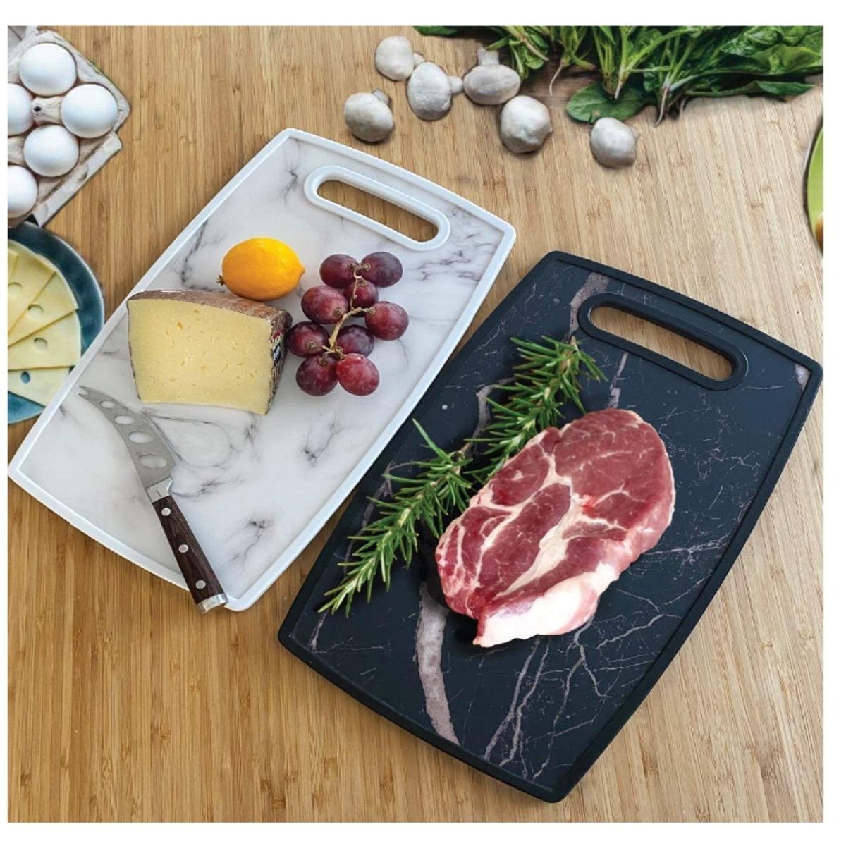 GENERICO - Tabla Cortar Plastica Profesional Diseño De Marmol NEGRO