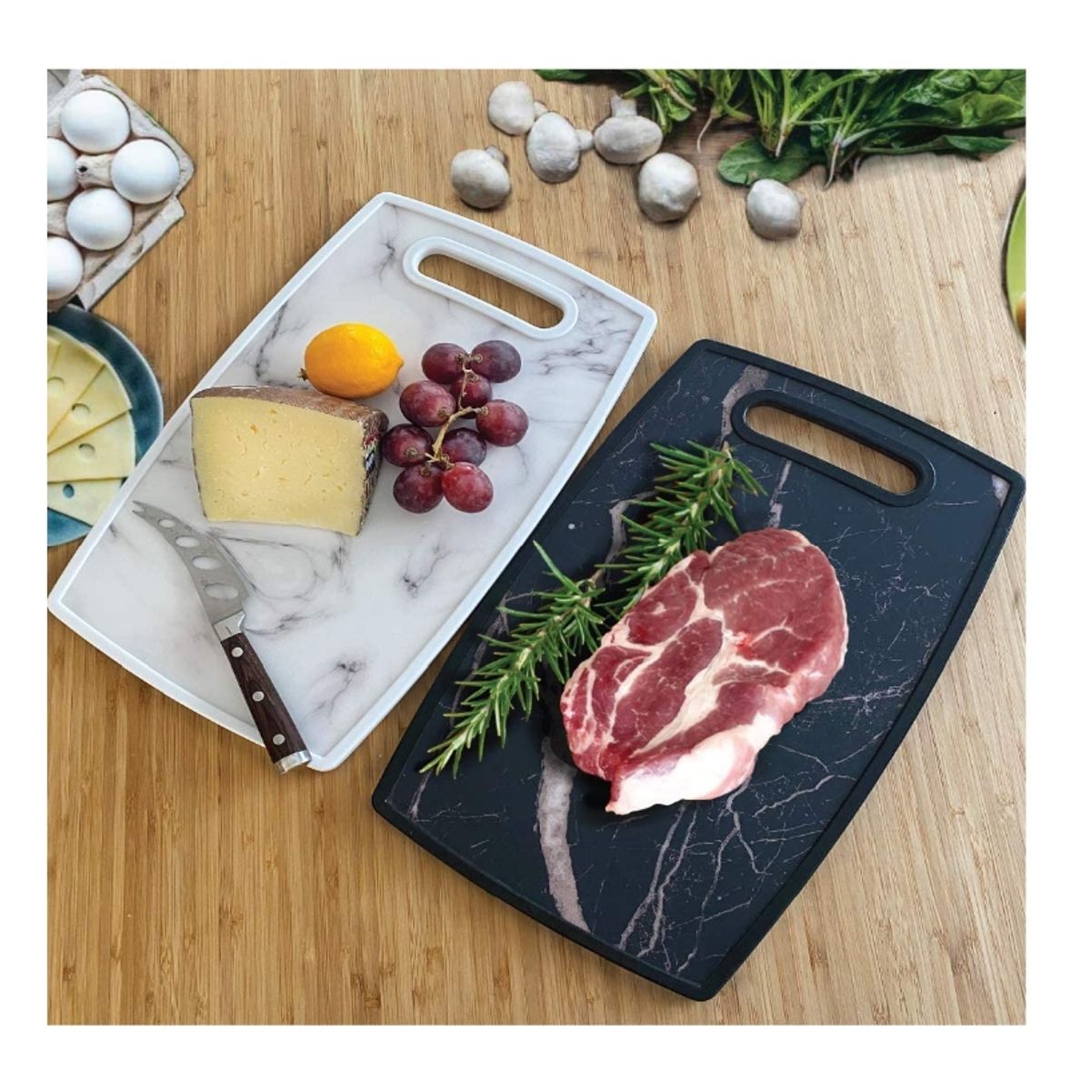 GENERICO - Tabla Cortar Plastica Profesional Diseño De Marmol NEGRO
