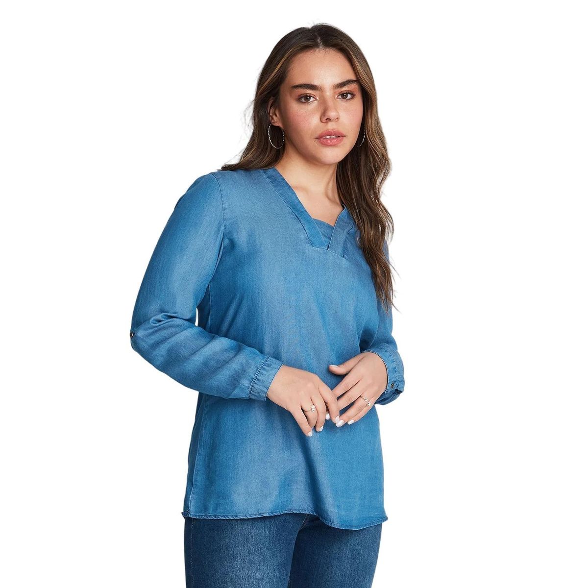 CURVI - Blusa Lyocell Cuello V