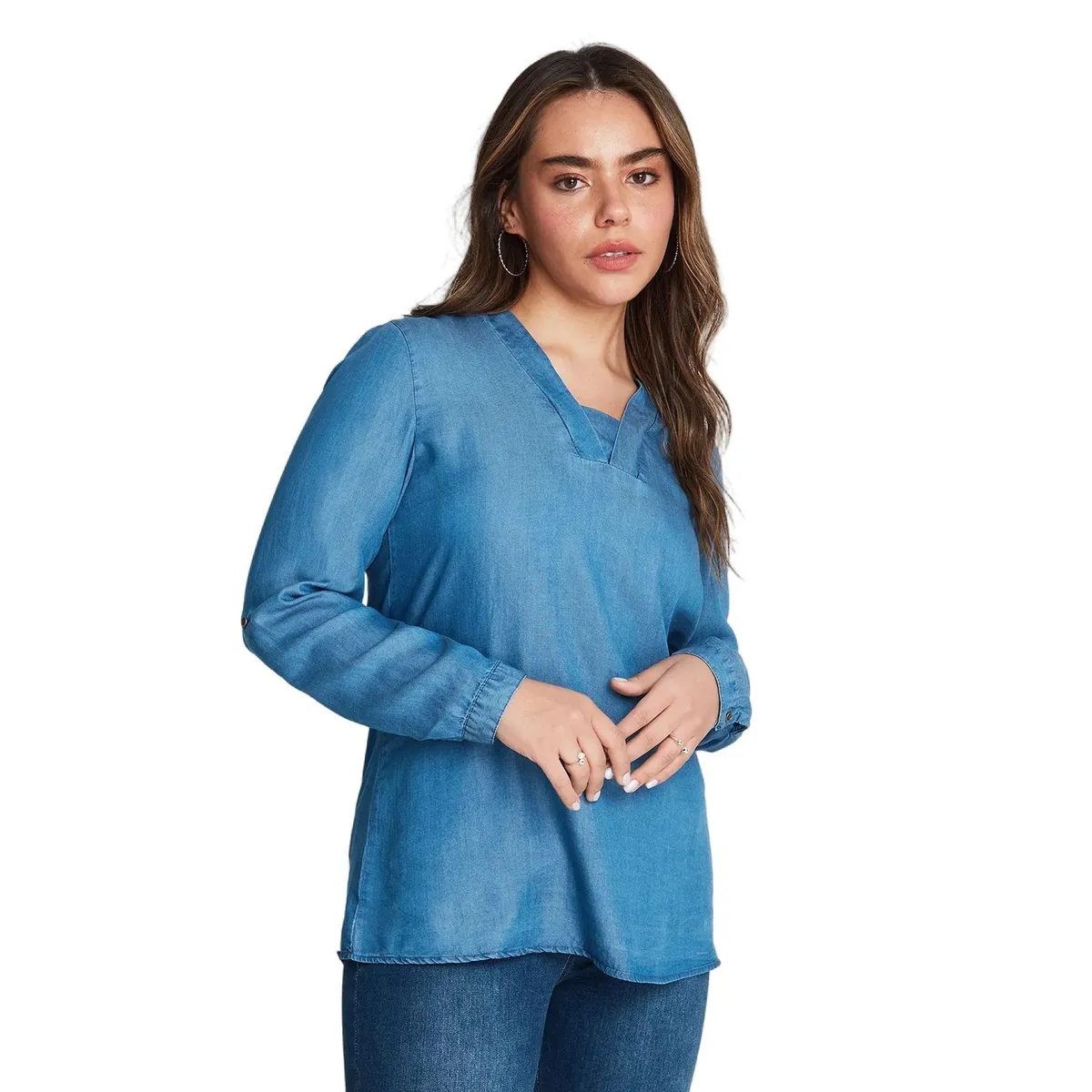 CURVI - Blusa Lyocell Cuello V