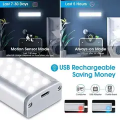 GENERICO - Barra Luz Led inteligente con sensor de movimiento Recargable 4 modos