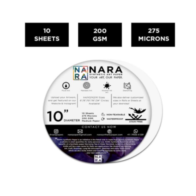 GENERICO - PAPEL para Tintas al Alcohol  CÍRCULO   25 cm diam. 10 hojas