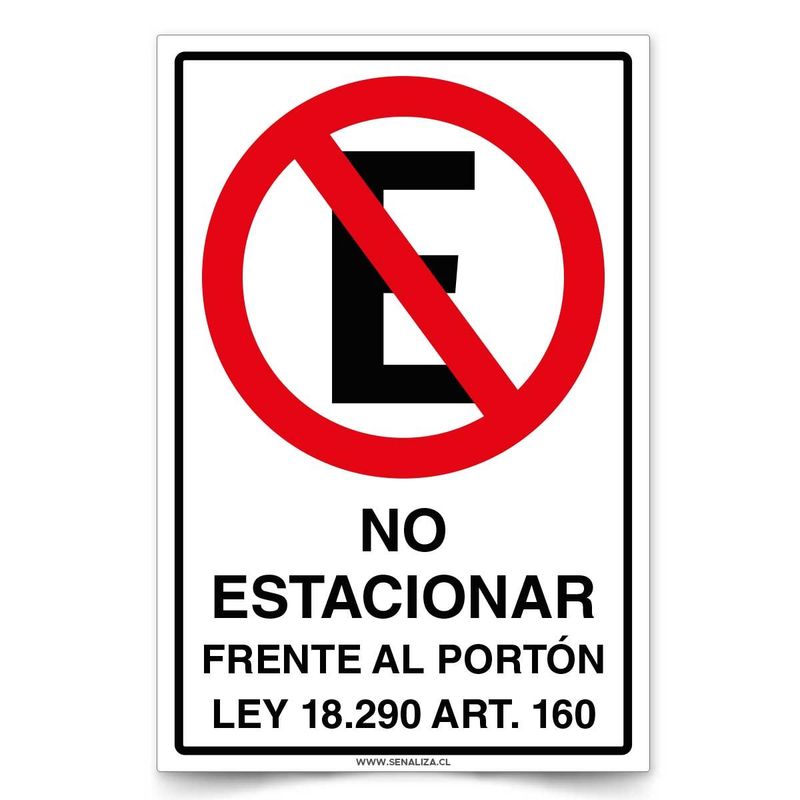 LETREROMANIA - Letrero No Estacionar Frente Al Porton Con Ley 30x20cm Metalico