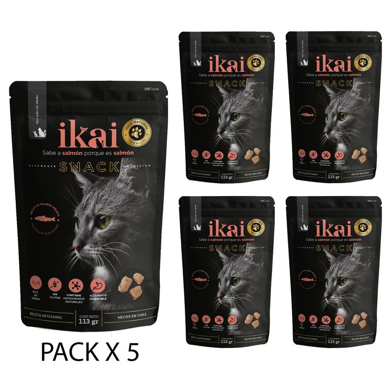 IKAI - Ikai Snack de salmon premios para gato- 5 unidades