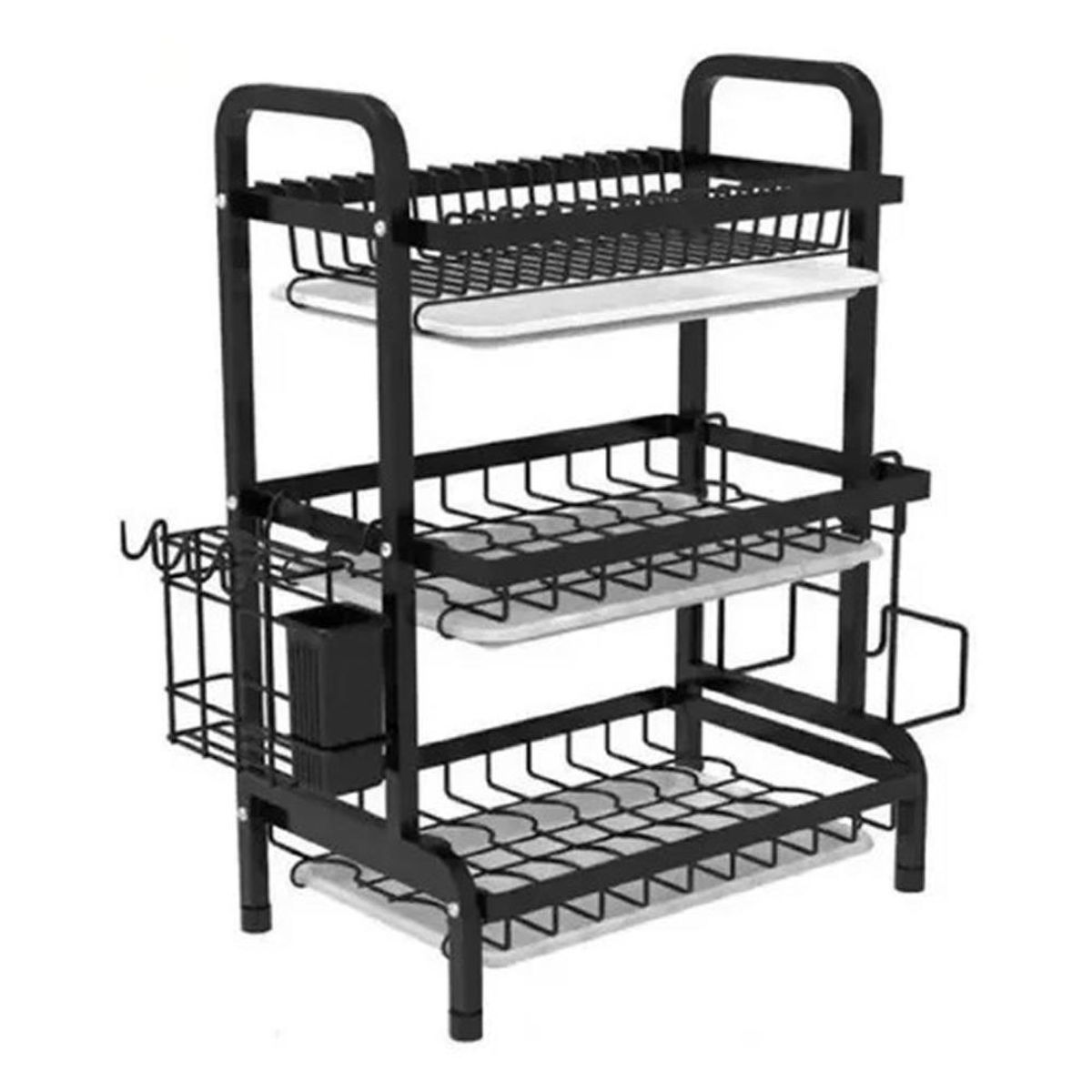 DETODOYMAS - Secador Escurridor De Loza Platos 3 Niveles - Negro