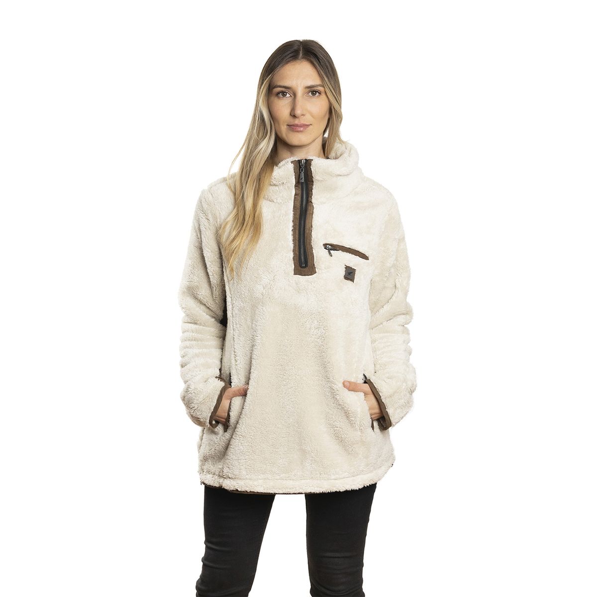 FALCONE - Polerón Shaggy Lander Beige Melange Mujer Falcone