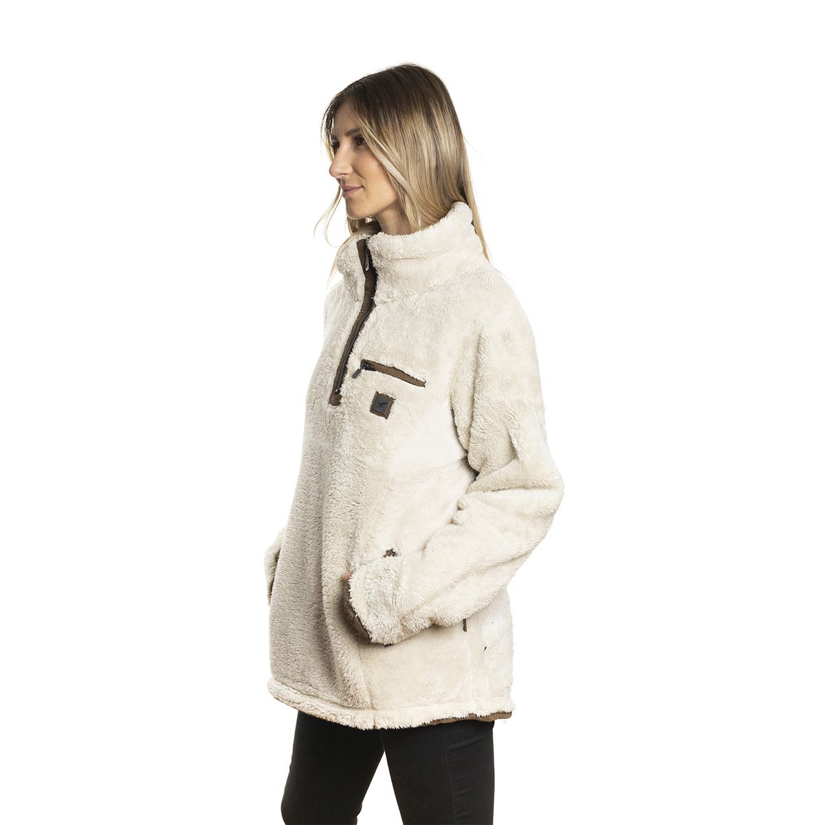 FALCONE - Polerón Shaggy Lander Beige Melange Mujer Falcone