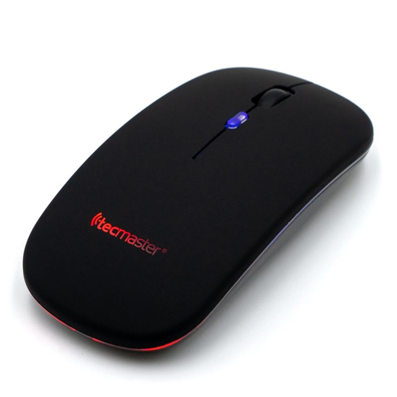 TECMASTER - Mouse Inalambrico 2.4 Y Bluetooth Recargable Negro
