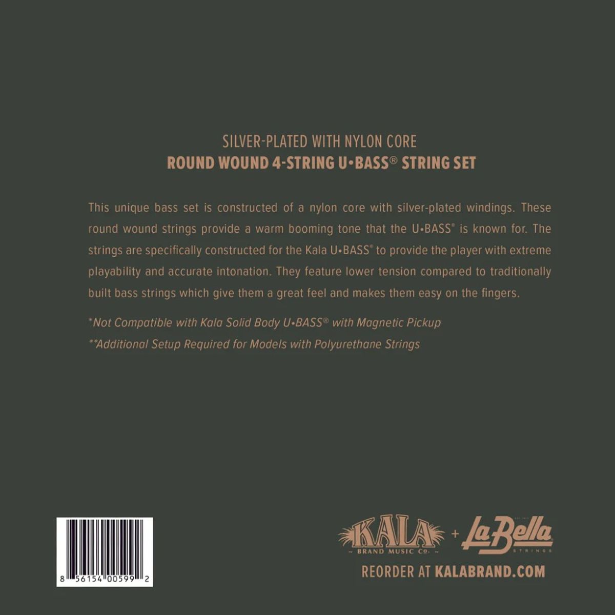 AQUILA - Set 4 Cuerdas U-Bass Kala Metal Round Wound Ka-Bass-4 AQUILA