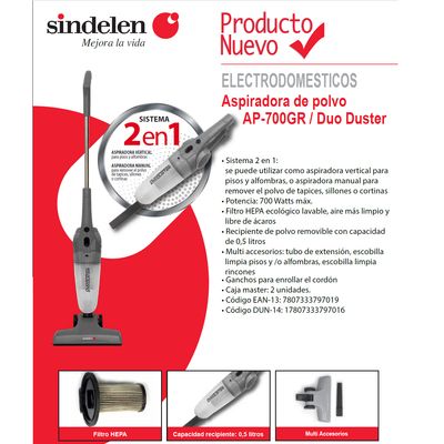 Imagen 2 del producto Aspiradora Vertical 2 En 1 Ap-700GR 0,5 Lts 700w Ciclónica