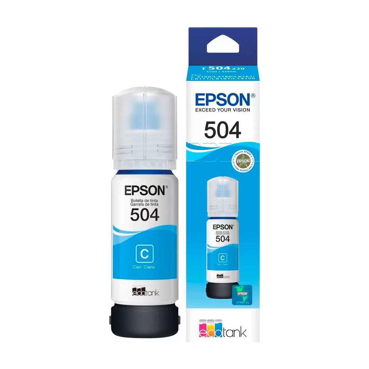 EPSON - Tinta Botella Epson T504 70ml Ecotank Cyan C13T03N22A