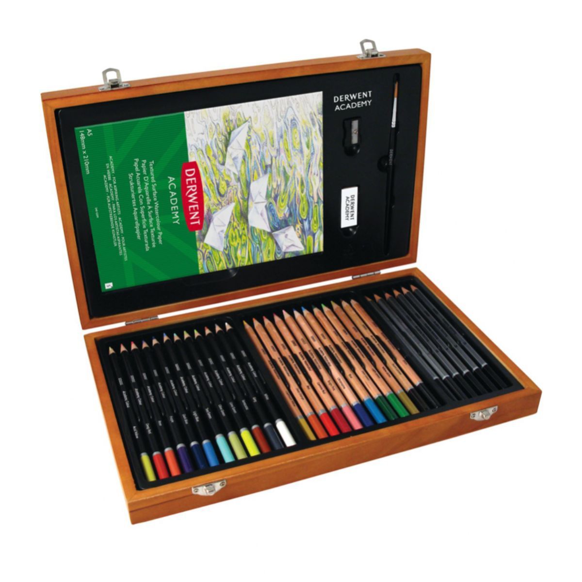 DERWENT - Lápices Derwent Academy Caja Madera 35 piezas