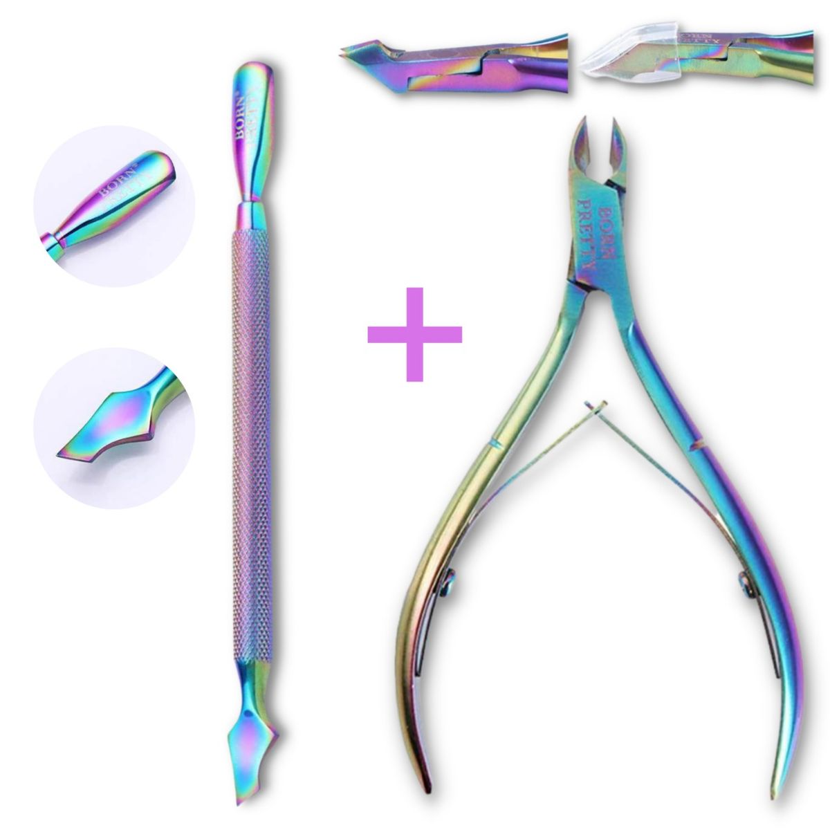 GENERICO - Set De Alicate Corta Cutículas Y Repujadores Tornasol