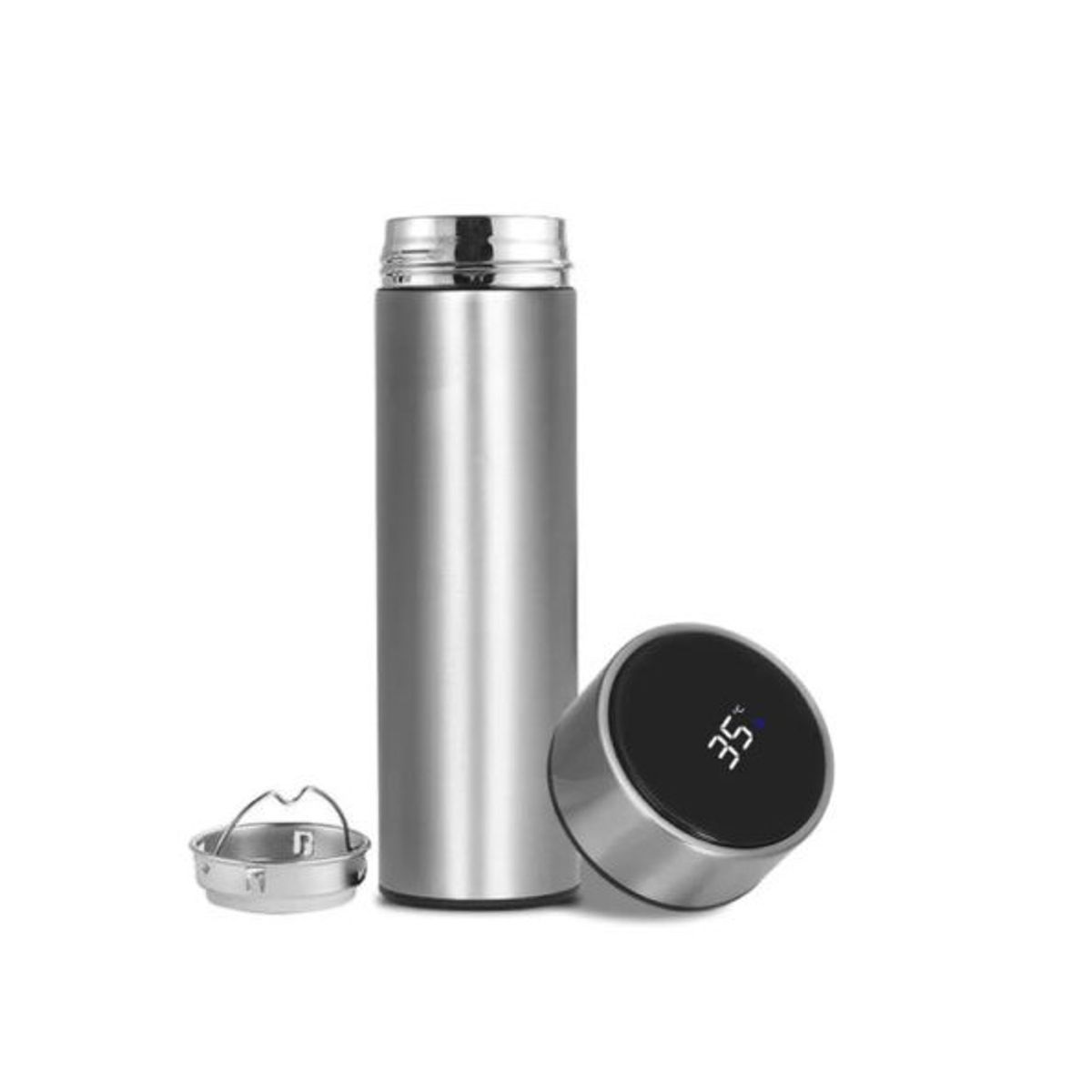 GENERICO - Termo botella con sensor de temperatura plateado
